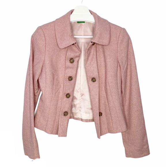 United Colors Of Benetton Jackets & Blazers - VINTAGE BENETTON Pink Tweed Blazer Suit Jacket 8